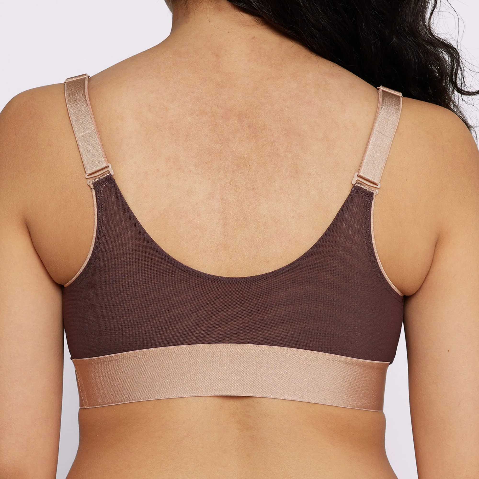 Strappy Triangle Bralette | Silky Mesh | Archive (Espresso with Teddy Trim)