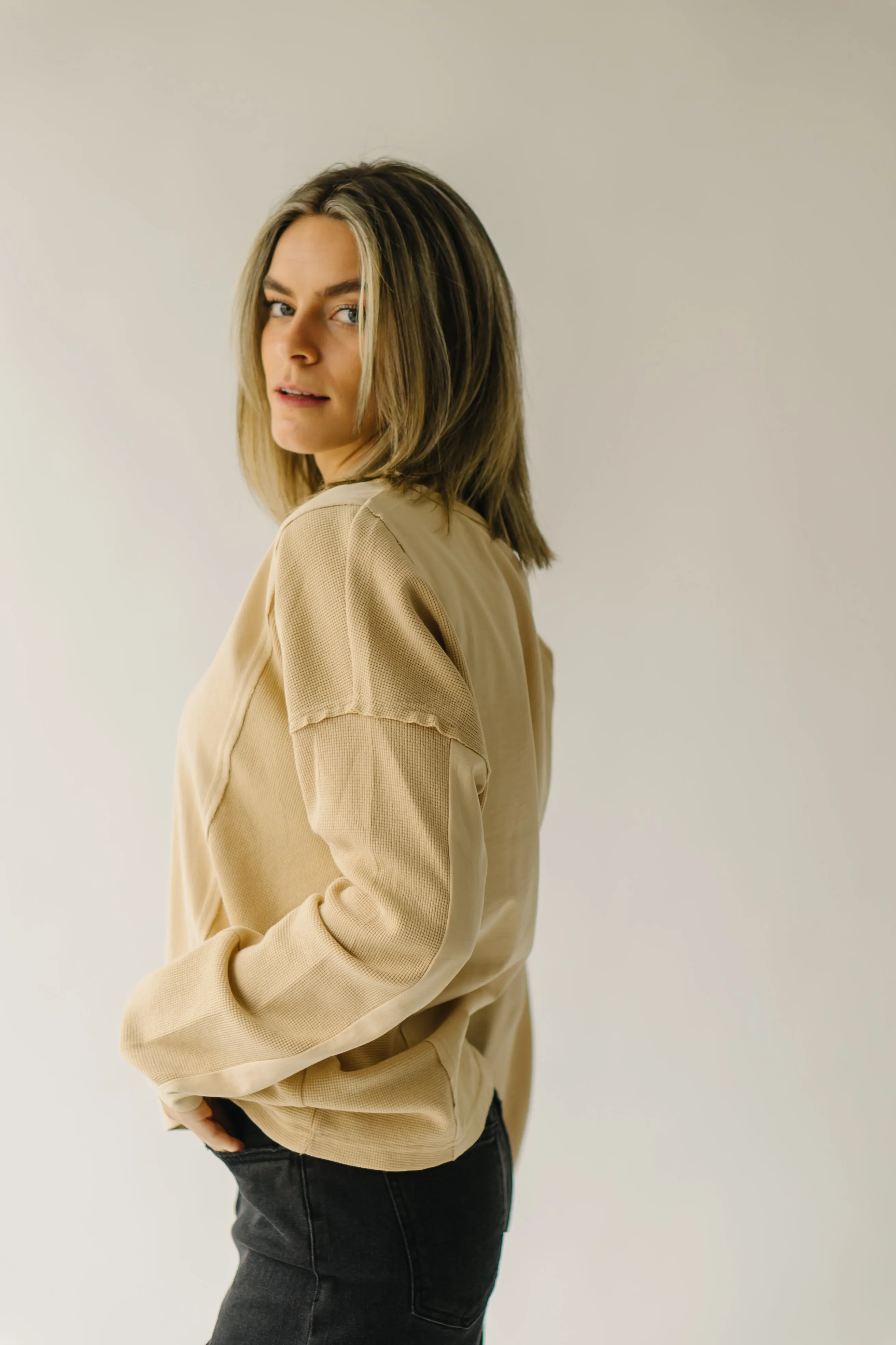 The Rachelle Thermal Layering Tee in Sand