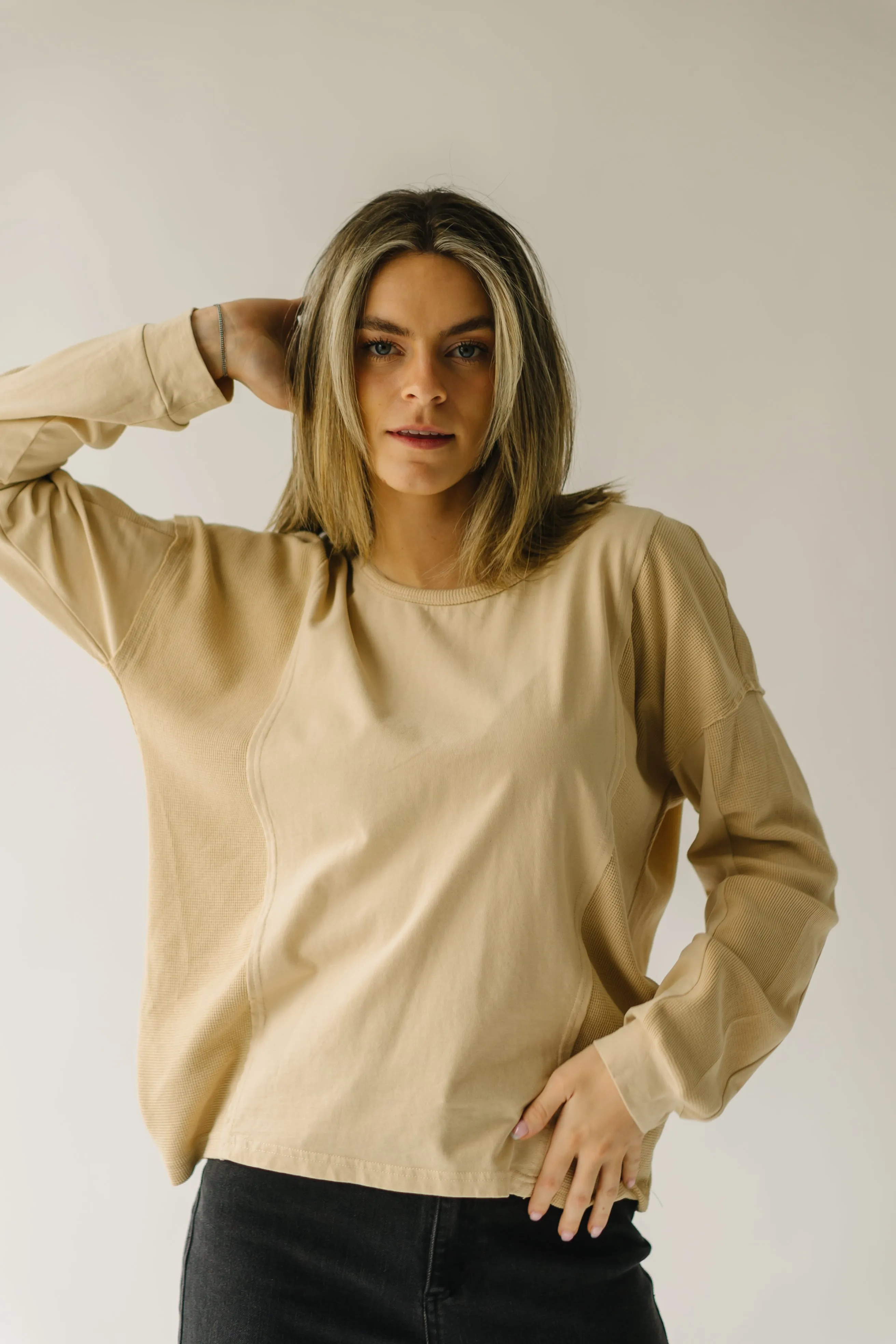 The Rachelle Thermal Layering Tee in Sand