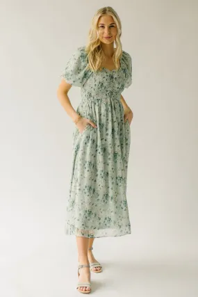 The Stromer Smocked Sweetheart Maxi Dress in Green Multi