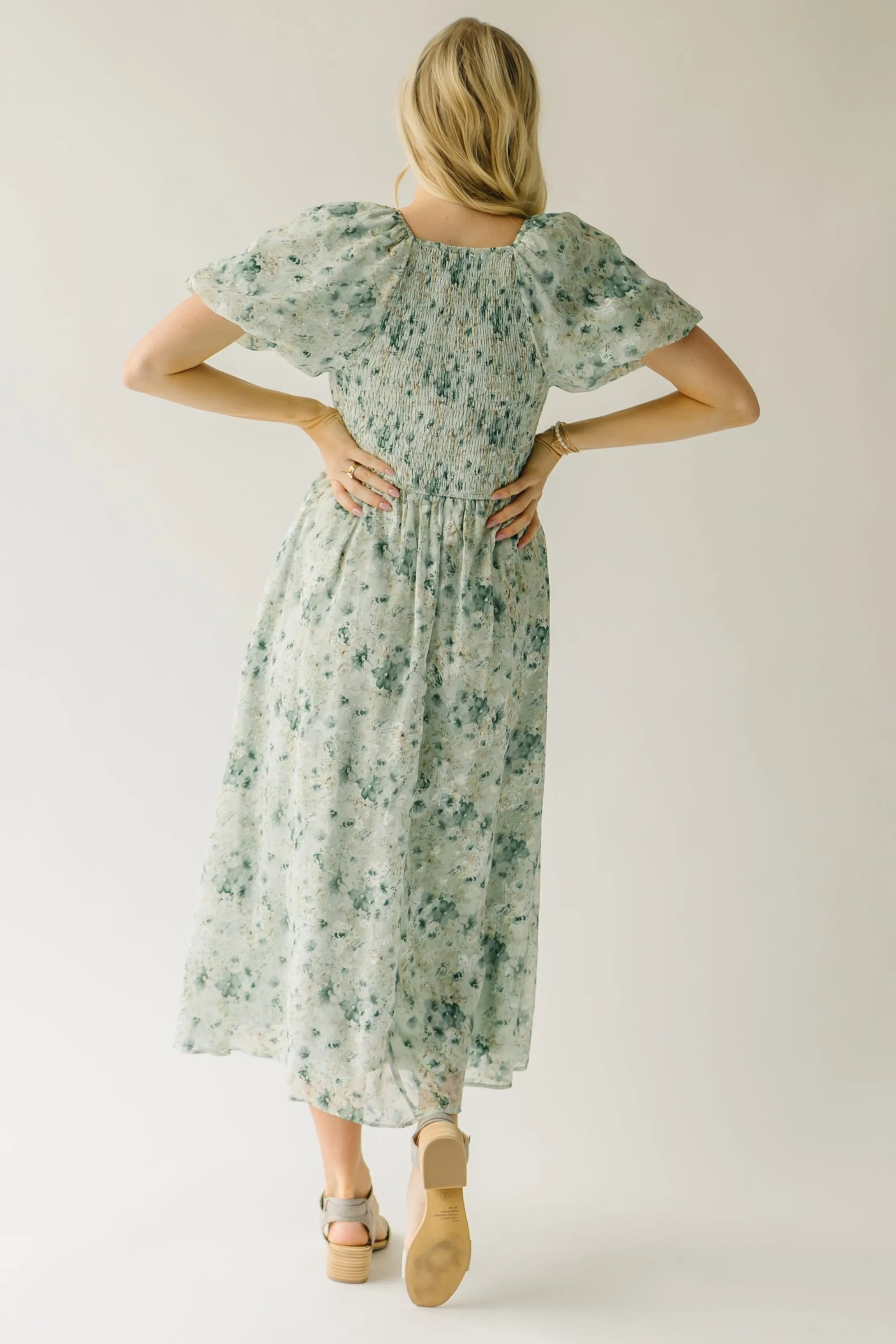 The Stromer Smocked Sweetheart Maxi Dress in Green Multi