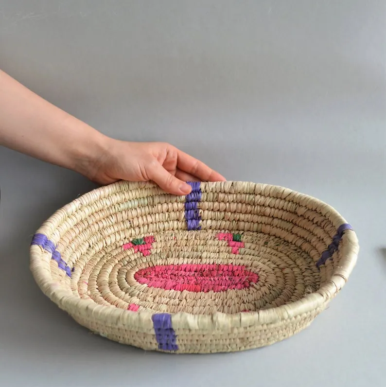 Wide oval  Handwoven palm leaves platter