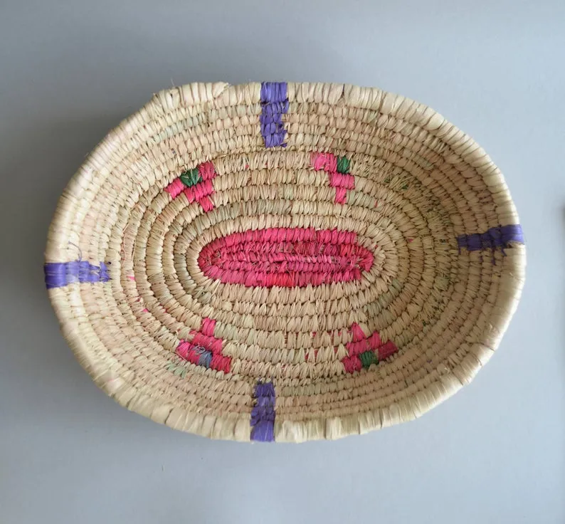 Wide oval  Handwoven palm leaves platter