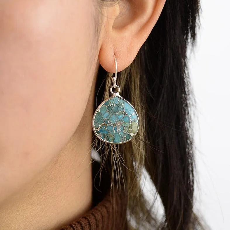 Yibirmanha Turquoise Gold Drop Earrings